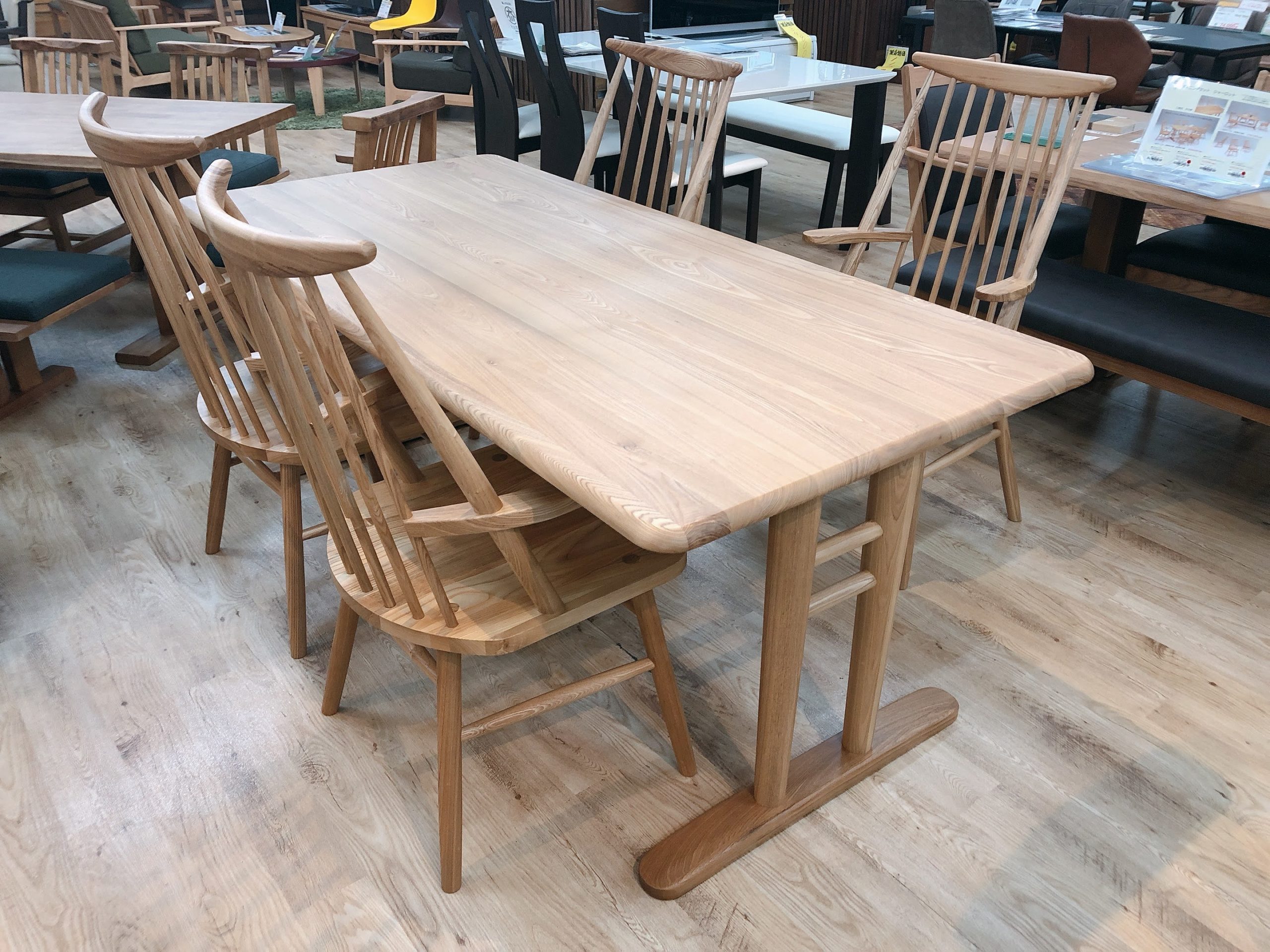 アウトレット家具 高級タモ材 ゆったり180 4人用食堂セット 種田家具 雑貨 Zakkashop 山口県 山口市 下松市 タネダのギフト