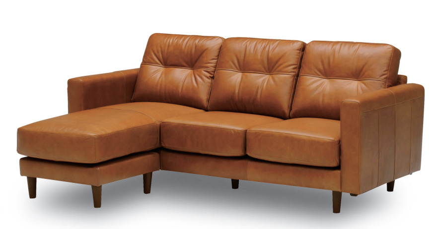 Oil leather sofaオイルレザーを使用したシェーズロングソファーの画像1